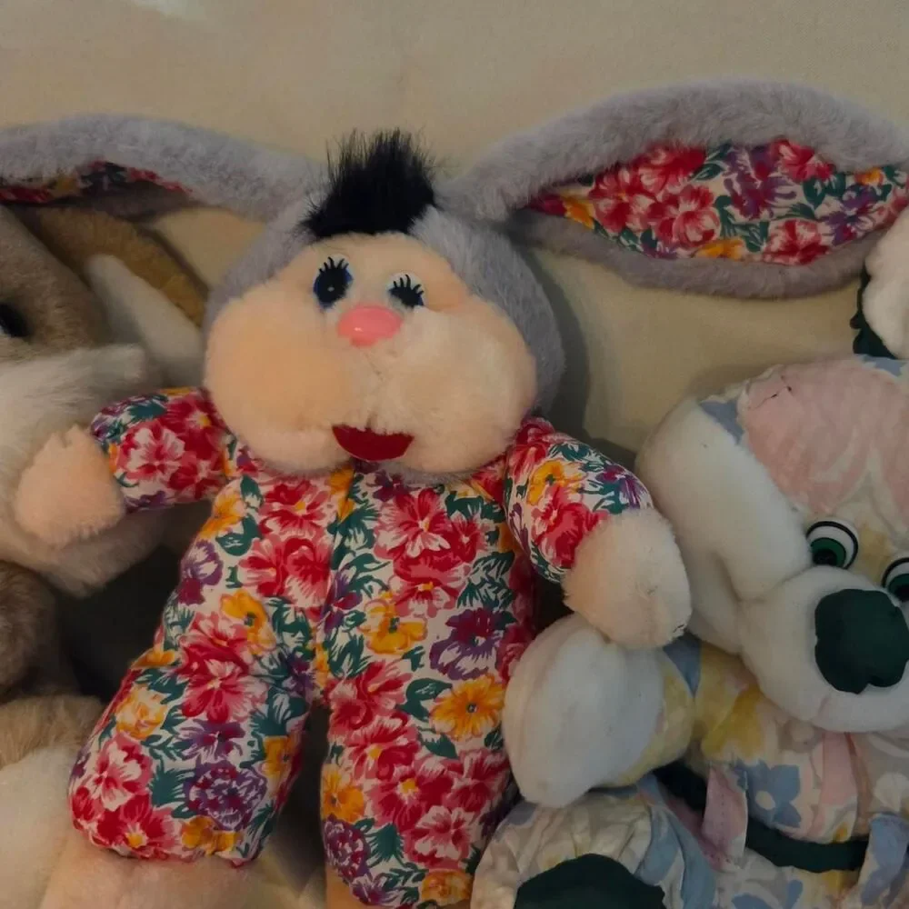 Vtg 90s Commonwealth Bunny Plush bundle Y2K nursery decor retro